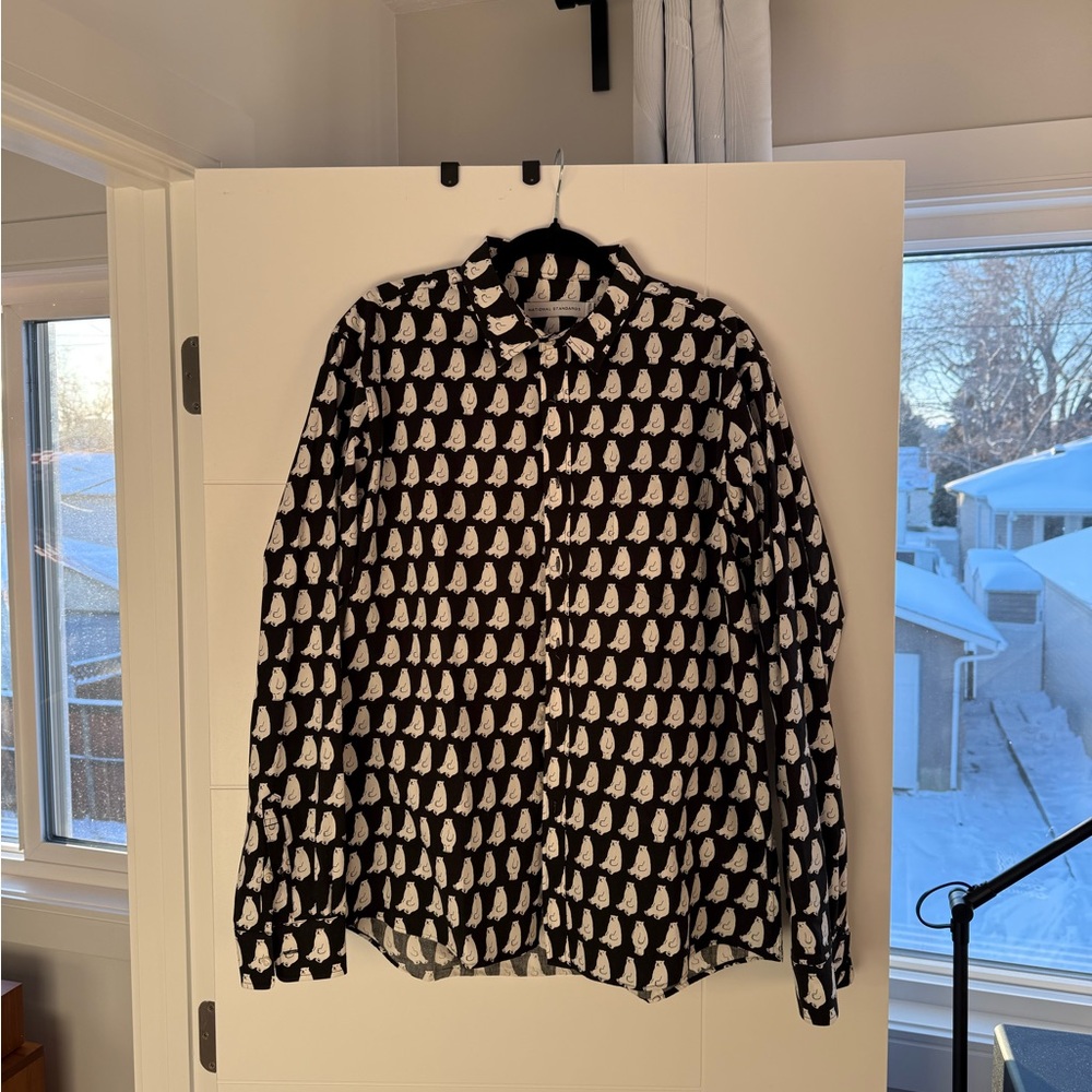 National Standards Black and White Polar Bear Print Shirt